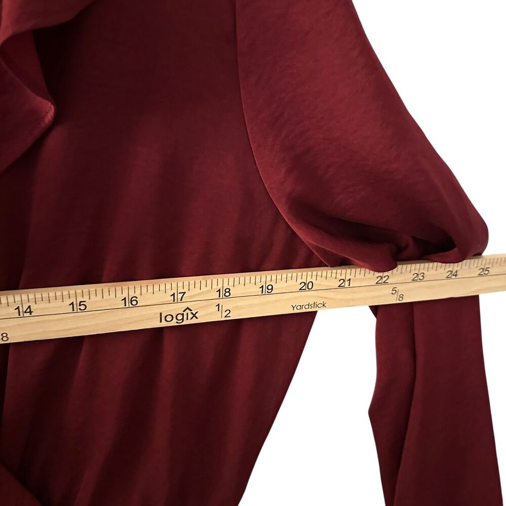 Express Dark Red V-Neck Ruffled Polyester Lightweight Knee Length Dress Size‎ L - Picture 5 of 8